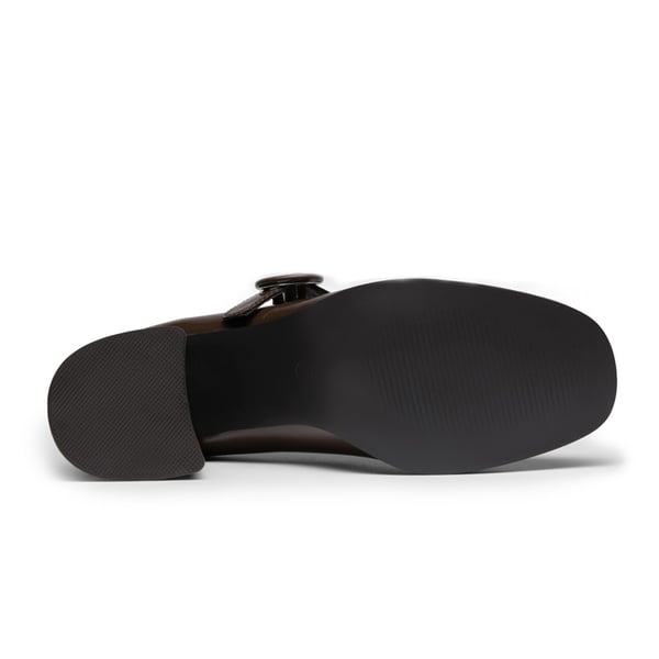 Chunky Mary Jane Pumps - BRIGHT BROWN - 5